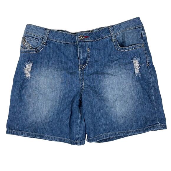 Mudd Y2K Distressed Bermuda Denim Shorts - Picture 1 of 4